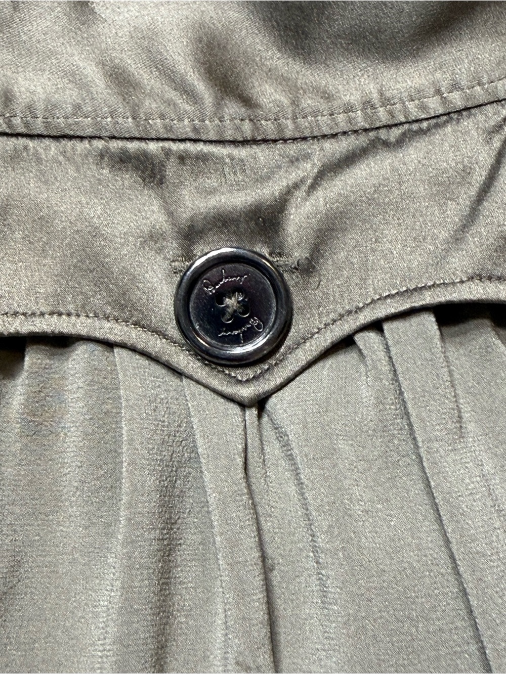 Burberry London Olive Pleated Silk Skirt Size 6 - Picture 5 of 8